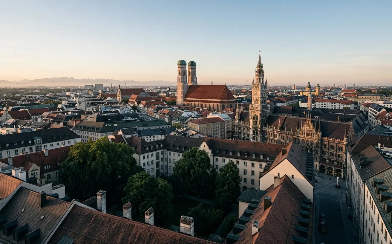 Blick auf München und die bayerische Landschaft